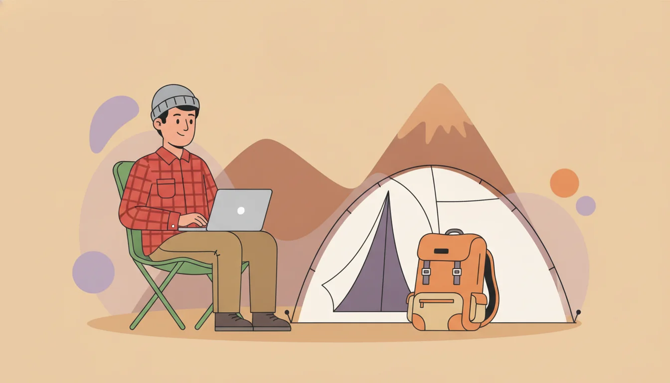 Shopify merchant writing a condition-specific camping gear product description at a desk