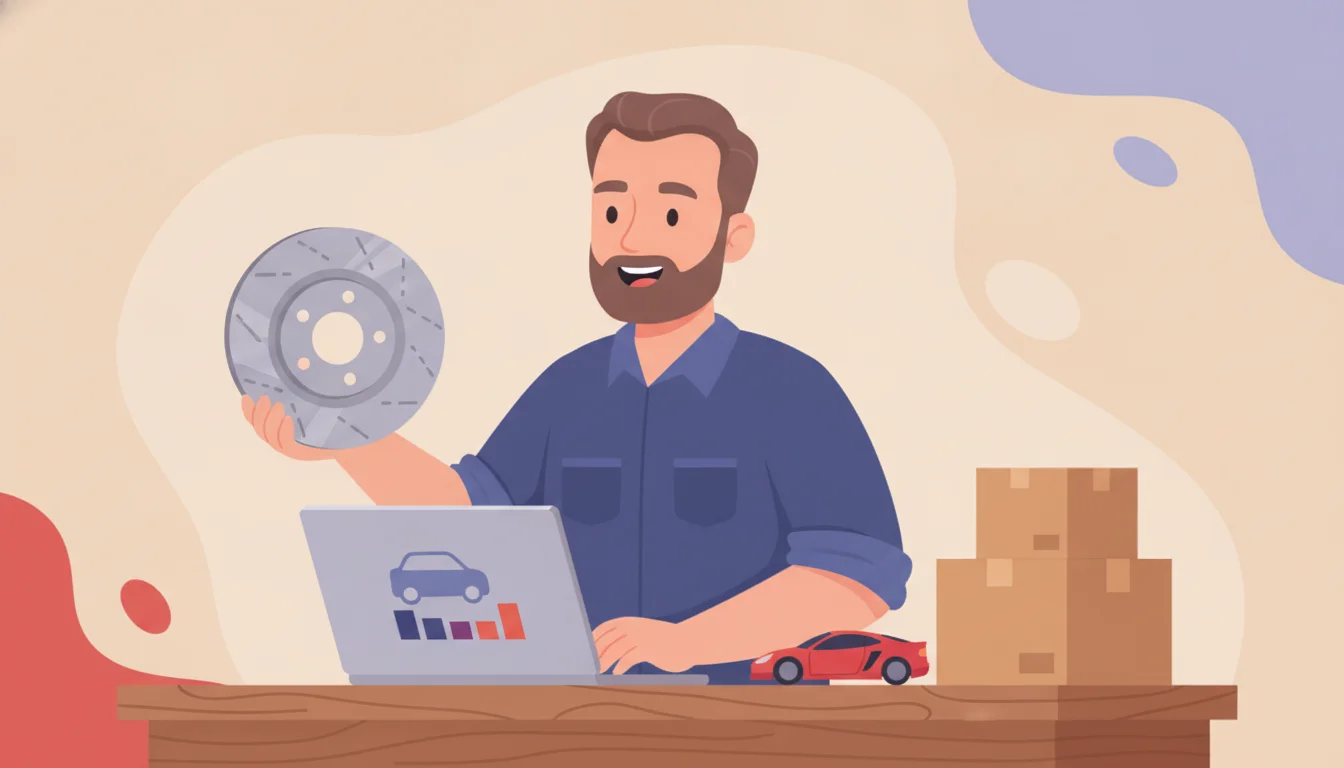 Auto parts shopper searching a Shopify store by vehicle year, make, and model for brake pads that fit their car