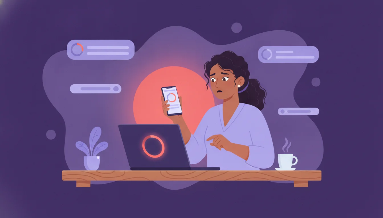 Illustration of a Shopify merchant comparing two page speed reports on a laptop and a phone